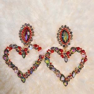 Heavy beaded heart earringa
